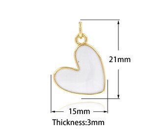 Enamel Heart Charms Necklace,Heart Charm, Enamel Heart Pendant, 18K Gold Filled Enamel Charm, DIY Jewelry Supplies,