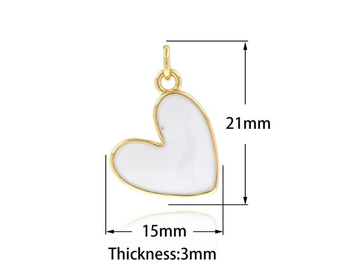 Enamel Heart Charms Necklace,Heart Charm, Enamel Heart Pendant, 18K Gold Filled Enamel Charm, DIY Jewelry Supplies,