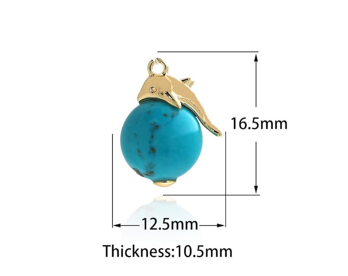 Dolphin Pendant Gold Dolphin Pendant Turquoise Charms,Jewelry Necklace Beach Charm DIY Jewelry Supply