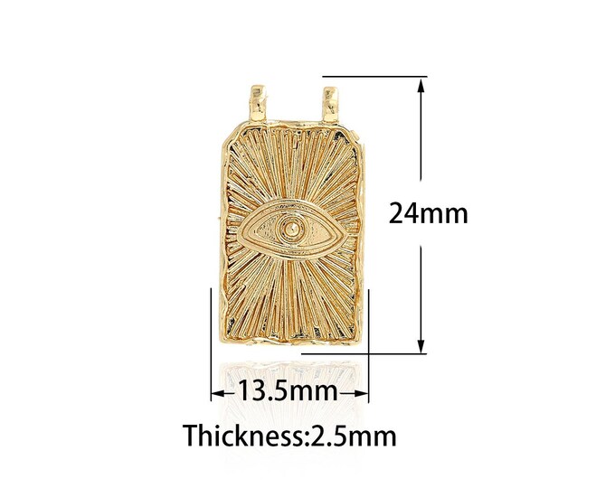 Lucky Eye Pendant,18K Gold Filled Eye Charm Square Eye Pendant DIY Jewelry Making Supplies,