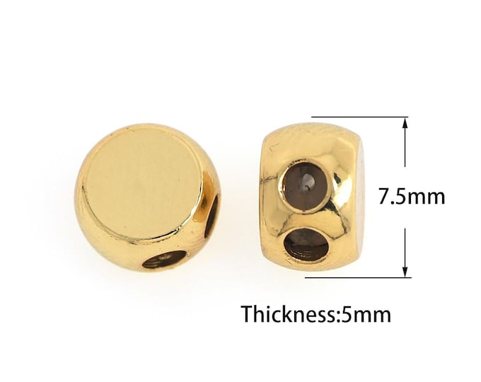 10 pcs 18K Gold Filled Flat Beads ,Flat Beads,Gold Flat Beads,Spacer Beads, DIY Jewelry Supplies