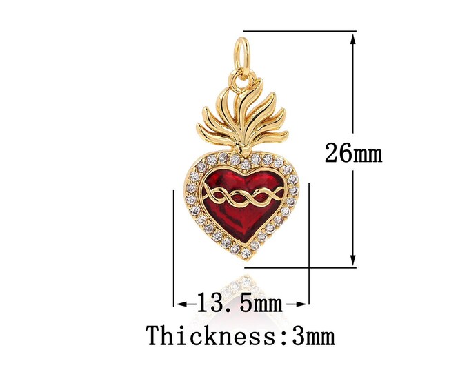 18K Gold Filled Heart Pendant, Gold Dainty Heart Charms,Simple pendant Bracelet Necklace for DIY Jewelry Making Supply