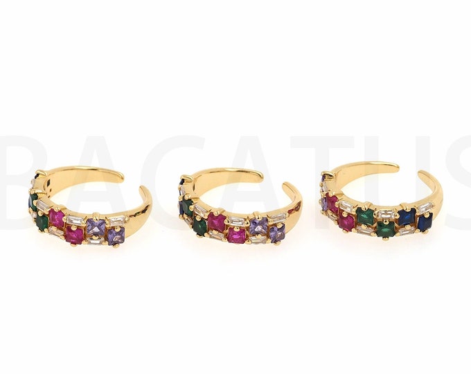 Flower Ring, Micropavé CZ Dainty Ring, Adjustable Ring, 18K Gold Filled Open Ring, Gift For Her Gold Rings