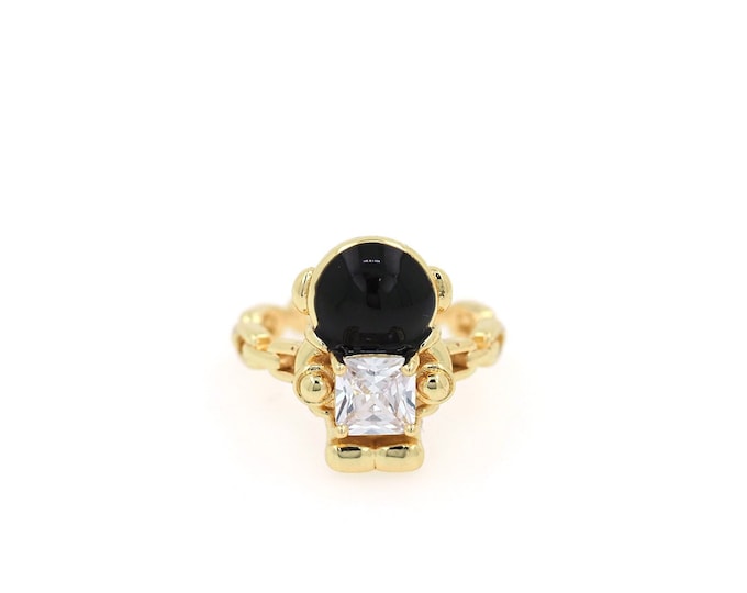 18K Gold Filled Open Ring,Gold Dainty Enamel Round Ring,CZ Square Ring,Gift for Her
