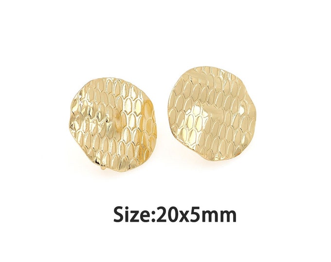 1 pair Gold Dainty Earring Accessories,18K Gold Filled Flat Stud Earrings,Simple Stud  Earrings,Gift for Her