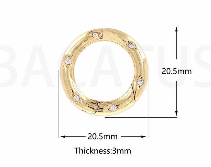 1 PCS 18K Gold Filled Jewelry Clasp，Micro Pave CZ Bail Round Clasp,Pave Oval Lock Clasp, Bracelet Clasp,Clasp Charm beads,20.5x20.5x3mm