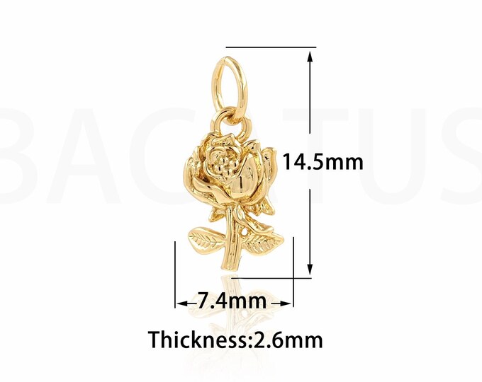 18K Gold Filled Flower Necklace, Plant Charm, Plant Necklace, Flower Pendant, Flower Jewelry, DIY Jewelry Supplies, 14.5x7.4x2.6mm