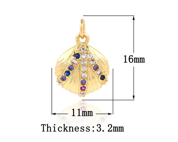 Gold Dainty Shell Charms,18K Gold Filled Shell pendant,Simple pendant Bracelet Necklace for DIY Jewelry Making Supply,16x11x3.2mm