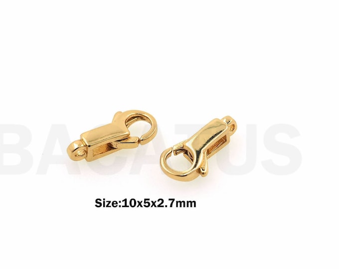 Necklace Clasp,Snap Clasp,Oval Clasp, 18K Gold Filled Carabiner, Jewelry Clasp Lobster Clasp,Spring Clasp, DIY Jewelry Supplies,10x5x2.7mm