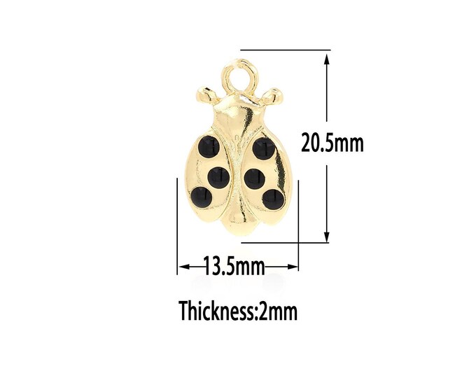 18K Gold Filled Seven Star Ladybug Pendant,Gold  Insect Clasp Charms, Insect  Charm Bracelet Necklace for DIY Jewelry Making Supply