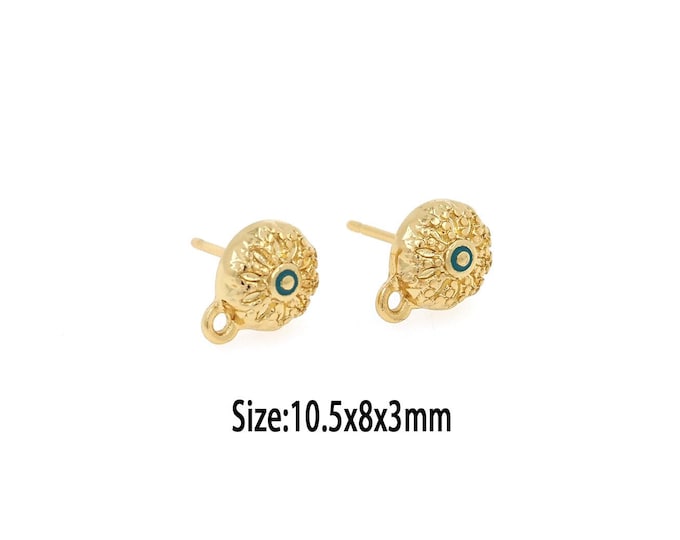 1pair 18K Gold Filled Flower Stud Earring,Earring Accessories,Enamel Filled Flower Stud Earrings