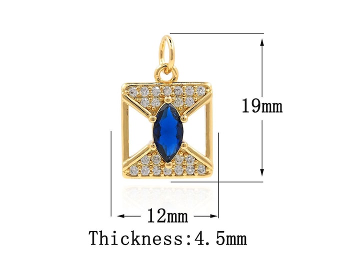 18K Gold Filled Square pendant,Gold Square Charms,Square Charm Bracelet Necklace for DIY Jewelry Making Supply