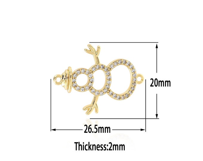 18K Gold Filled Snowman Pendant,Gold  Dainty Snowman Charms, Dainty  Charm Bracelet Necklace for DIY Jewelry Making Supply
