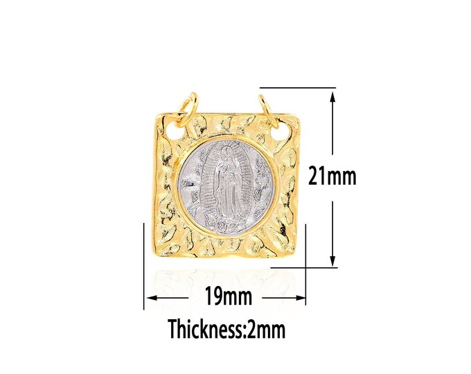 18K Gold Filled Virgin Mary Pendant,Gold Catholic Charms,Religion Charm Bracelet Necklace for DIY Jewelry Making Supply