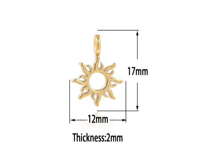 18K Gold Filled Sun Pendant,Gold  Dainty Sun Charms, Dainty  Charm Bracelet Necklace for DIY Jewelry Making Supply
