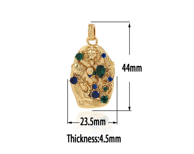 18K Gold Filled Skull Pendant,Gold  Dainty Relief Charm, Minimalist  Charm Bracelet Necklace for DIY Jewelry Making Supply