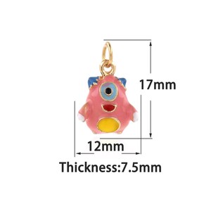 18K Gold Filled Cartoon Character Pendant,Gold Dainty Enamel Charms,Simple Charms Bracelet Necklace,Suitable for DIY Jewelry Making Supply