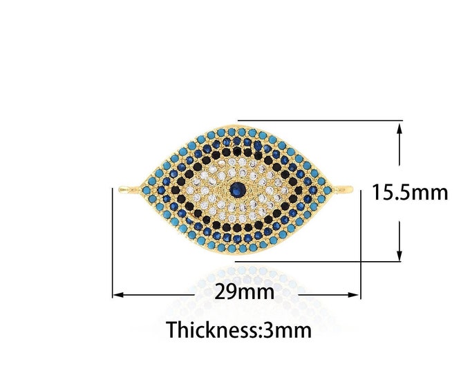 18K Gold Filled Exquisite Eye Charm Greek Eye Connector DIY Jewelry Design Eye Charm Bracelet Connector
