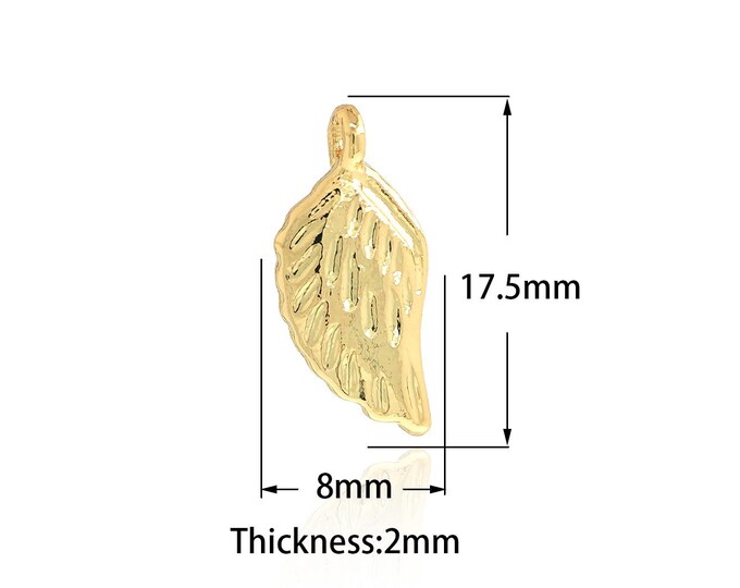18K Gold Filled Wings Pendant, Gold Dainty Wings Charms,Simple pendant Bracelet Necklace for DIY Jewelry Making Supply