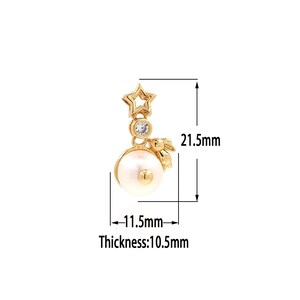 18K Gold Filled Pearl Pendant,Gold Pearl Charms, Minimalist Charm Bracelet Necklace for DIY Jewelry Making Supply