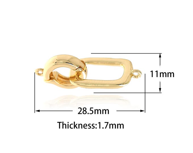 Clasp Connector,Square Charm, 18K Gold Filled Bar Connector,Paperclip Clasp Connector DIY Jewelry Supplies,