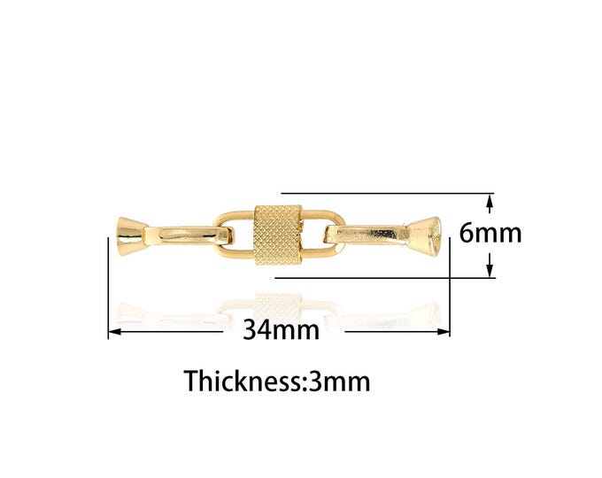 Bar Lock Connector,Bar Square Charm, 18K Gold Filled Bar Connector,Lock Connector DIY Jewelry Supplies,