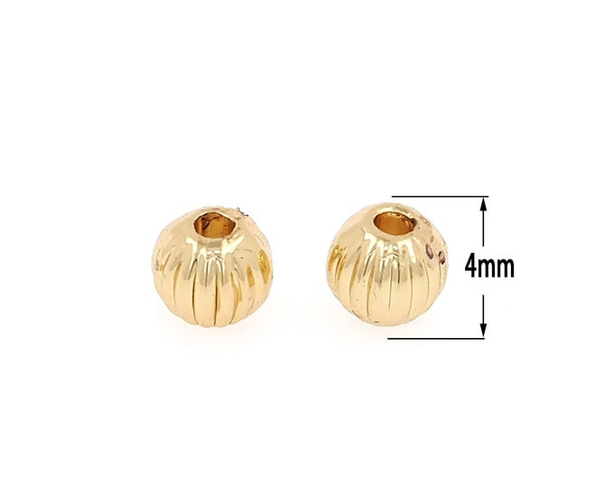 18K Gold Filled Spacer Round Beads,Gold Round Beads, DIY Bracelet Necklace Earrings Jewelry Making