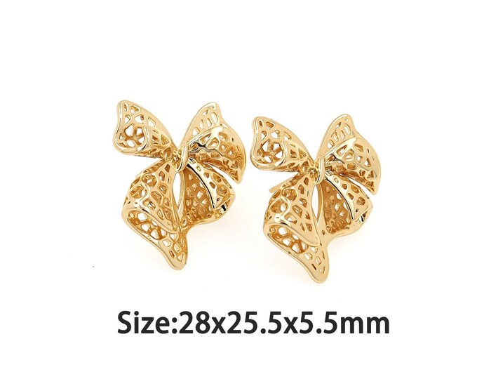 1 pair Gold Dainty Bow Stud Earring,18K Gold Filled Bow Stud Earrings,Simple Stud Earrings,Gift for Her