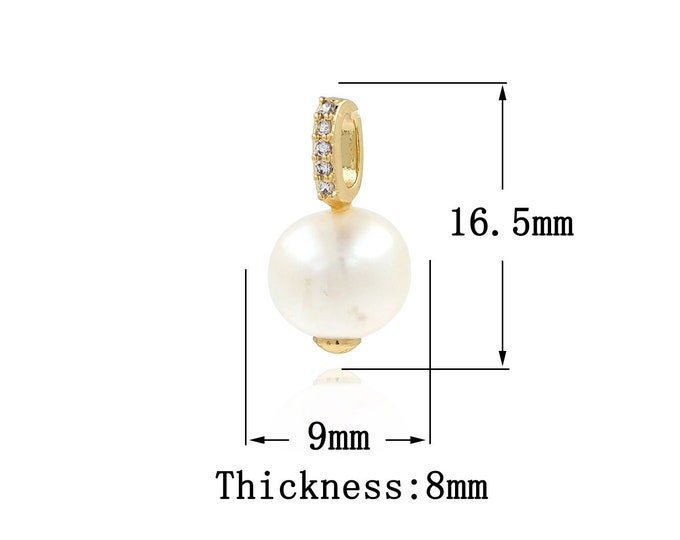 18K Gold Filled Pearl Pendant, Gold Dainty Pearl Charms,Simple pendant Bracelet Necklace for DIY Jewelry Making Supply