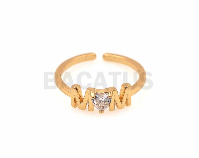 1PCS Micropavé Zircon Ring, Adjustable Ring, Open Ring, Text Ring, Mother Ring, Letter M Ring