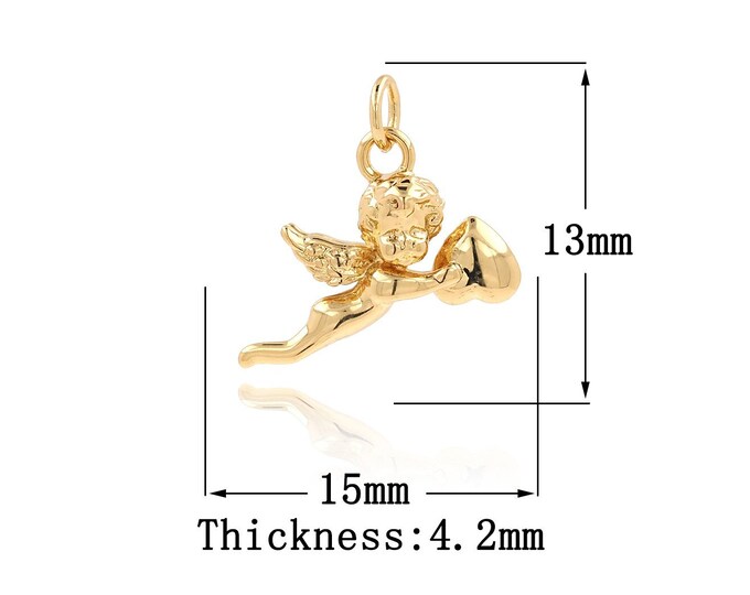 18K Gold Filled Cupid Pendant, Gold Dainty Cupid Charms,Simple pendant Bracelet Necklace for DIY Jewelry Making Supply