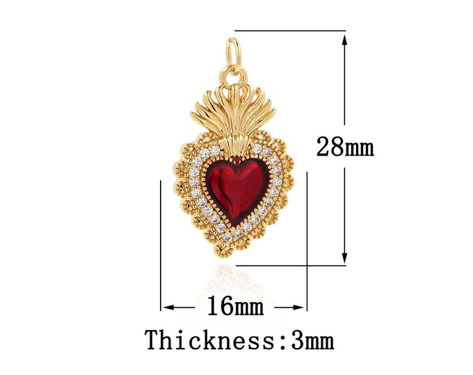 18K Gold Filled Heart Pendant, Gold Dainty Heart Charms,Simple pendant Bracelet Necklace for DIY Jewelry Making Supply