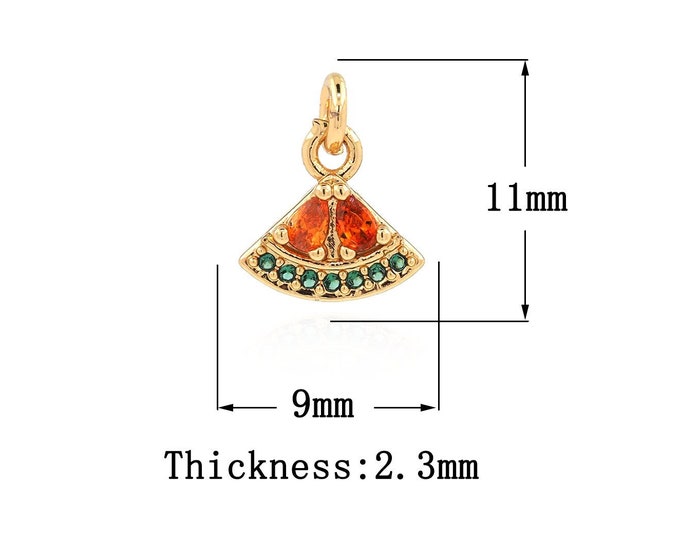 18K Gold Filled CZ Cantaloupe Pendant,Gold Dainty Cantaloupe Charms,Cantaloupe Charm Bracelet Necklace for DIY Jewelry Making Supply