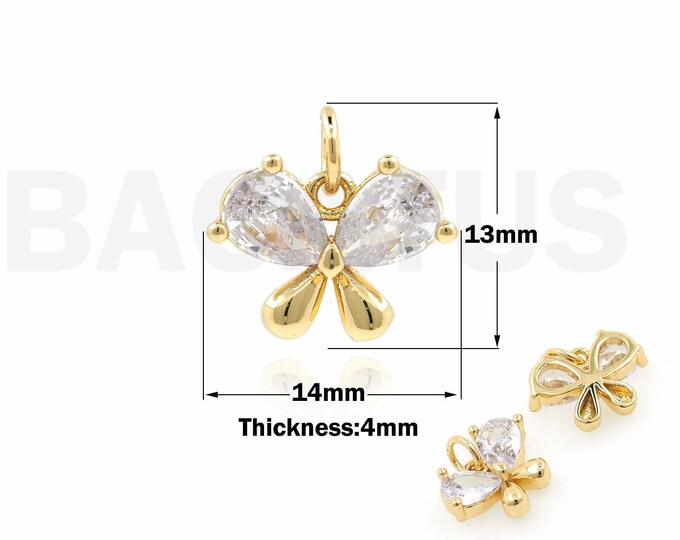 1PCS Minimalist Pendant Exquisite Small Gold Butterfly Necklace 18K Gold-Plated Zircon Butterfly Necklace Birthday Gift 13x14x4mm
