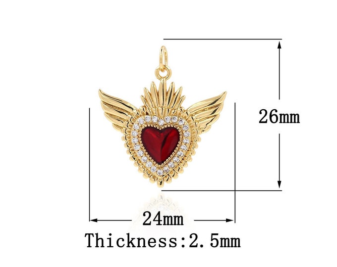 18K Gold Filled Heart Pendant, Gold Dainty Heart Charms,Simple pendant Bracelet Necklace for DIY Jewelry Making Supply