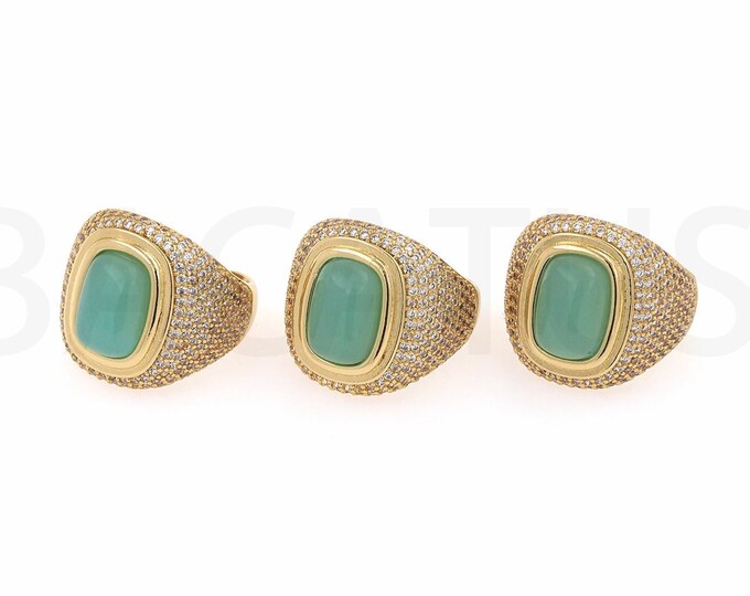 Signet Rings, Gemstone Rings, 18K Gold Filled Adjustable Rings, Gold Split Rings, Gifts For Him, Rings For Men,
