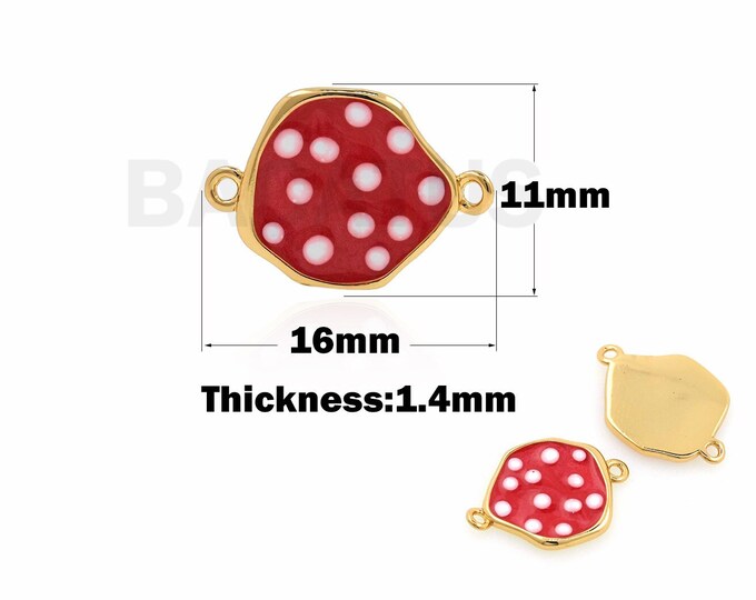 18K Gold Filled Enamel Irregular Connector, Enamel Charm Bracelet, Dot Connector, DIY Jewelry Accessories, 11x16x1.4mm