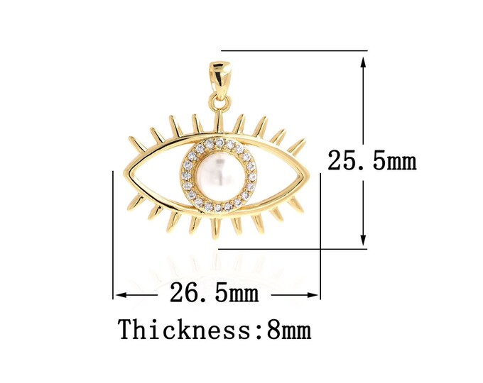 Gold Dainty Eye Charms,18K Gold Filled Devil Eye Pendant,Simple pendant Bracelet Necklace for DIY Jewelry Making Supply