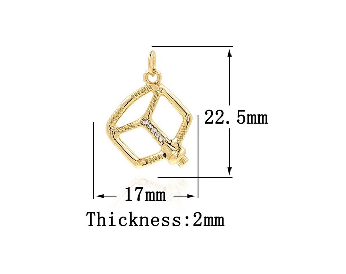 18K Gold Filled Square Pendant, Gold Dainty Square Charms,Simple pendant Bracelet Necklace for DIY Jewelry Making Supply