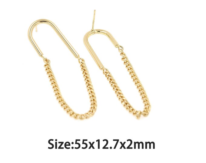 1 pair 18K Gold Filled Chain Earrings,Gold Dainty Chain Earring,Simple Earrings,Gift for Her