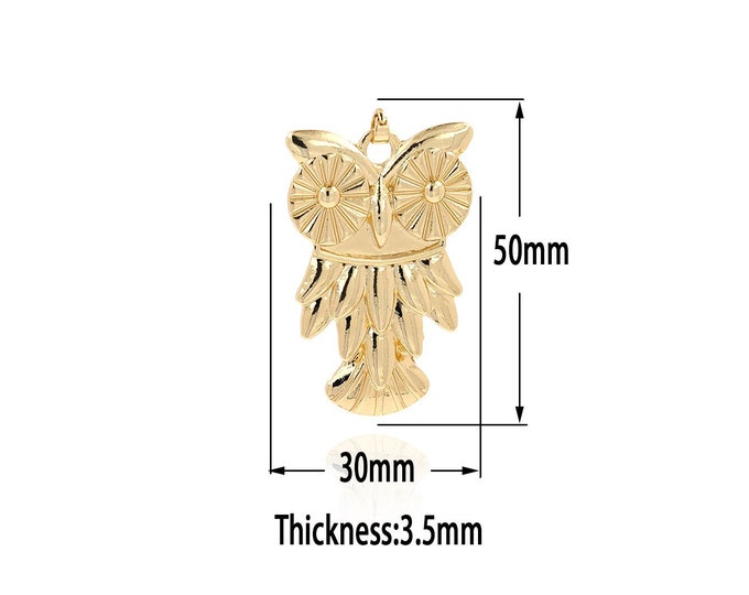 18K Gold Filled Owl Pendant,Gold  Dainty Charms, Minimalist  Charm Bracelet Necklace for DIY Jewelry Making Supply