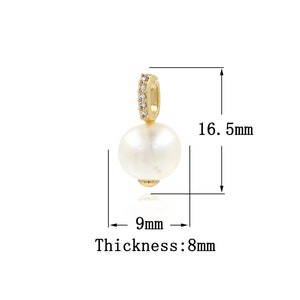 18K Gold Filled Pearl Pendant, Gold Dainty Pearl Charms,Simple pendant Bracelet Necklace for DIY Jewelry Making Supply