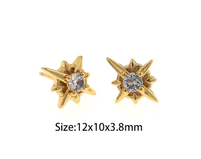 1Pair Polaris Hook Ear  18K Gold Filling Line Star Earring Hook French Hook Ear Line DIY Earring Accessories