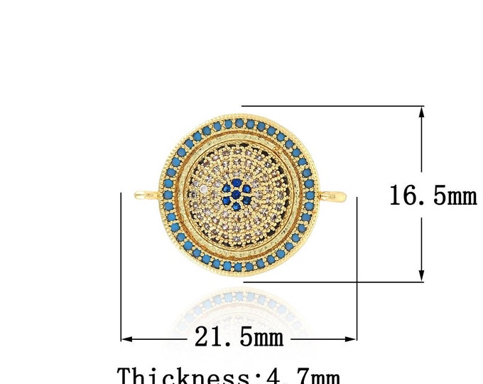 18K Filled Round Eye Connector, Eye Charm,Eye Charm, Suitable For Jewelry Making Accessories 16.5x21.5x4.7mm