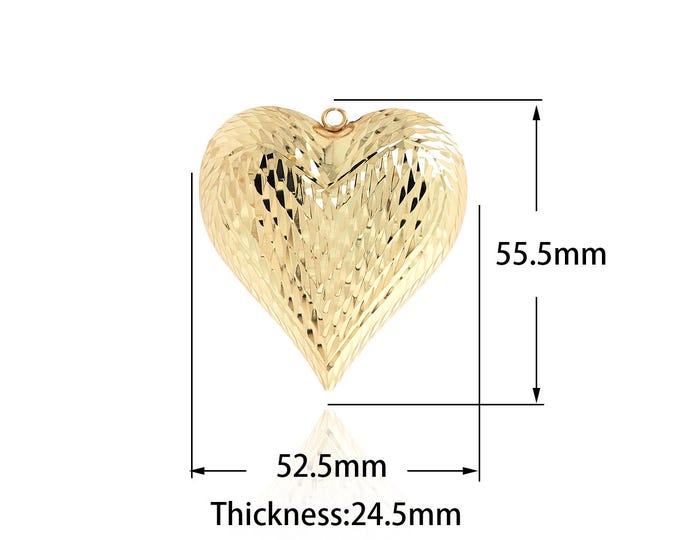 Gold Heart Pendant Golden Fluffy Heart Necklace Gold Filled Love and Friendship Necklace DIY Jewelry Making Accessories