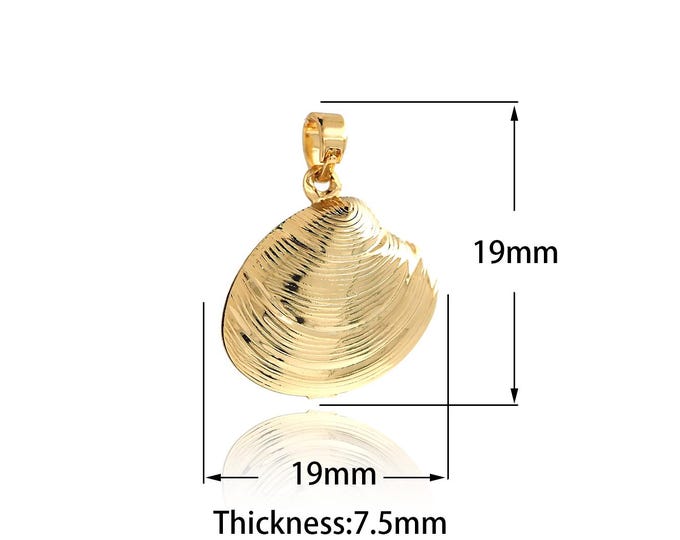 18K Gold Filled Shell Pendant,Gold Dainty Shell Charms,Simple Pendant Bracelet Necklace for DIY Jewelry Making Supply