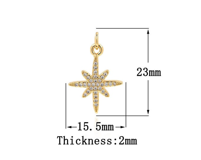 18K Gold Filled Star Pendant, Gold Dainty Star Charms,Simple pendant Bracelet Necklace for DIY Jewelry Making Supply