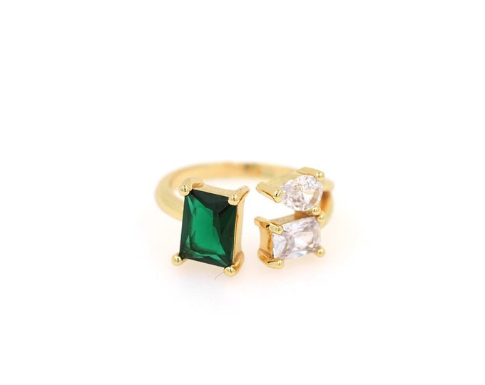 18K Gold Filled Open Ring,Gold Dainty CZ Square Ring,Square Ring,Gift for Her