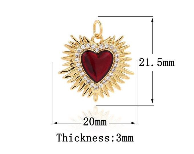18K Gold Filled Heart Pendant, Gold Dainty Heart Charms,Simple pendant Bracelet Necklace for DIY Jewelry Making Supply