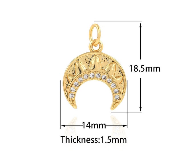 18K Gold Filled Horn Pendant,Gold Dainty CZ Horn Charms,Horn Charm Bracelet Necklace for DIY Jewelry Making Supply,14x18.5x1.5mm